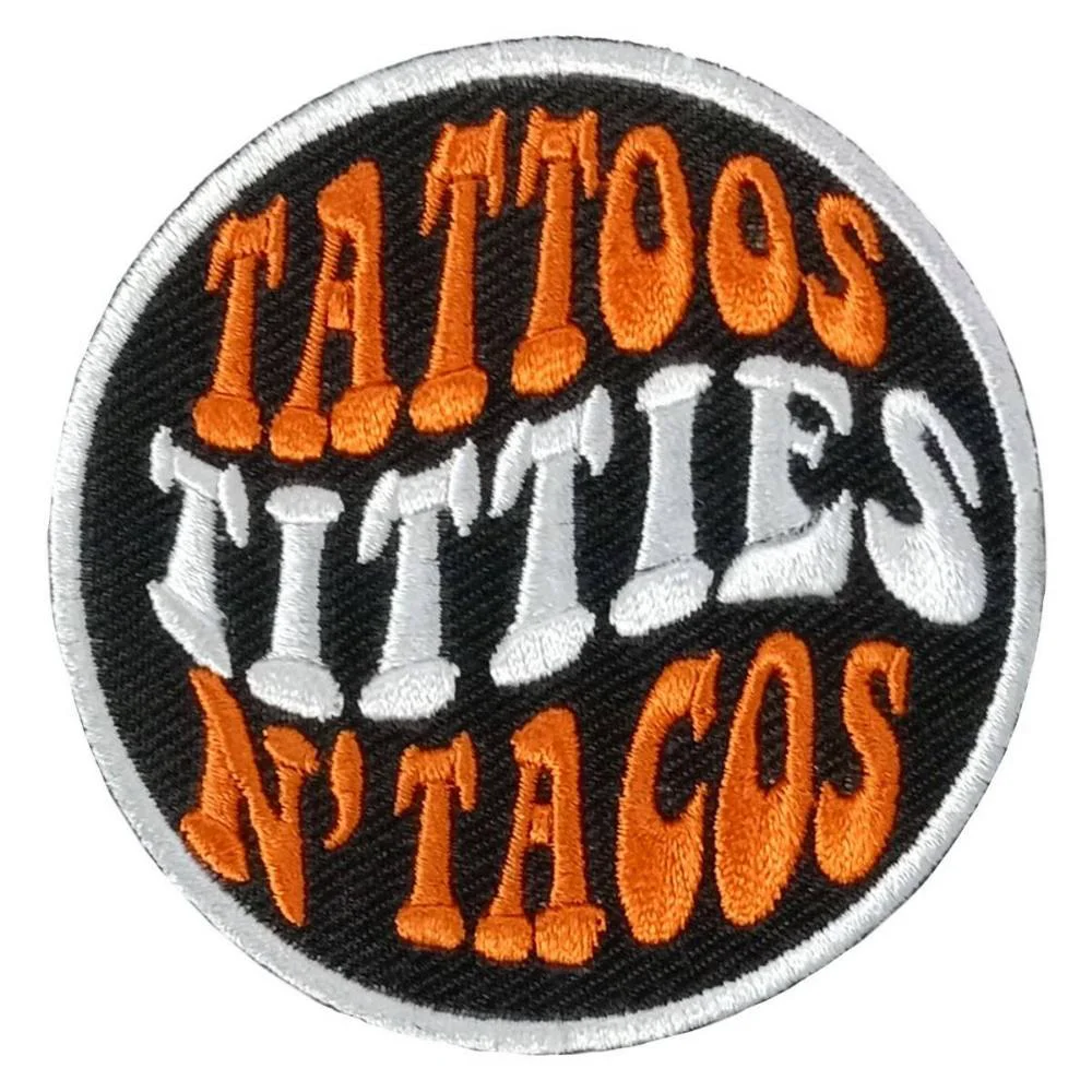 Safe Hot Leathers Tattoos Titties Tacos 3 X 3 Embroidered Patch PPW1142 Sustainable
