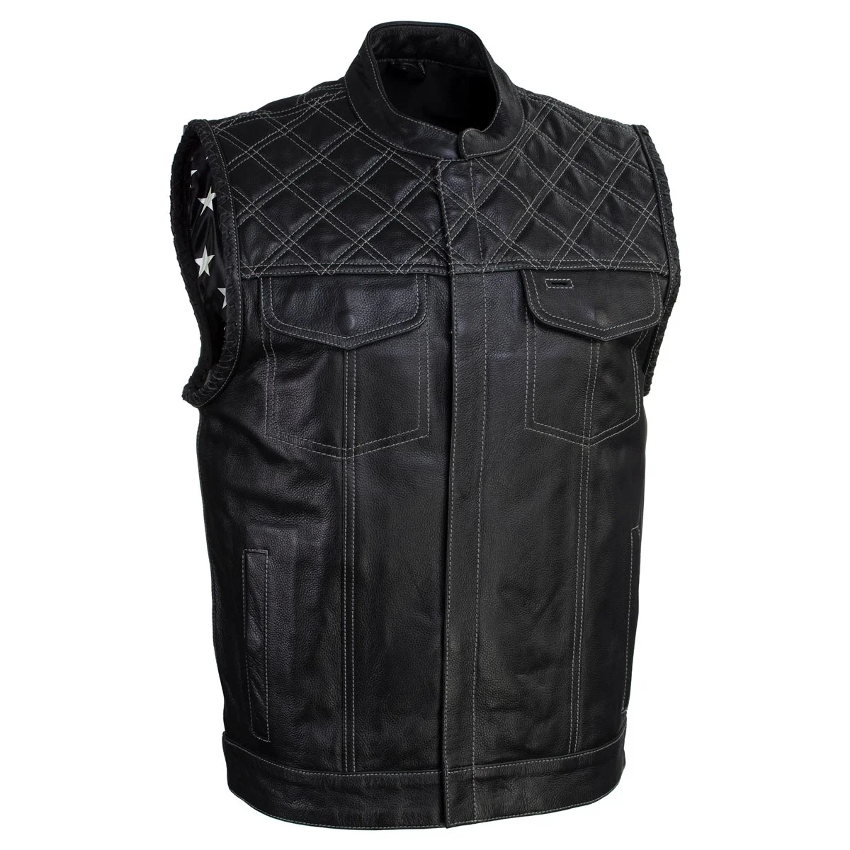 Casual Milwaukee Leather LKM3784 Men's Classic Black Leather Motorcycle Rider Vest Elite