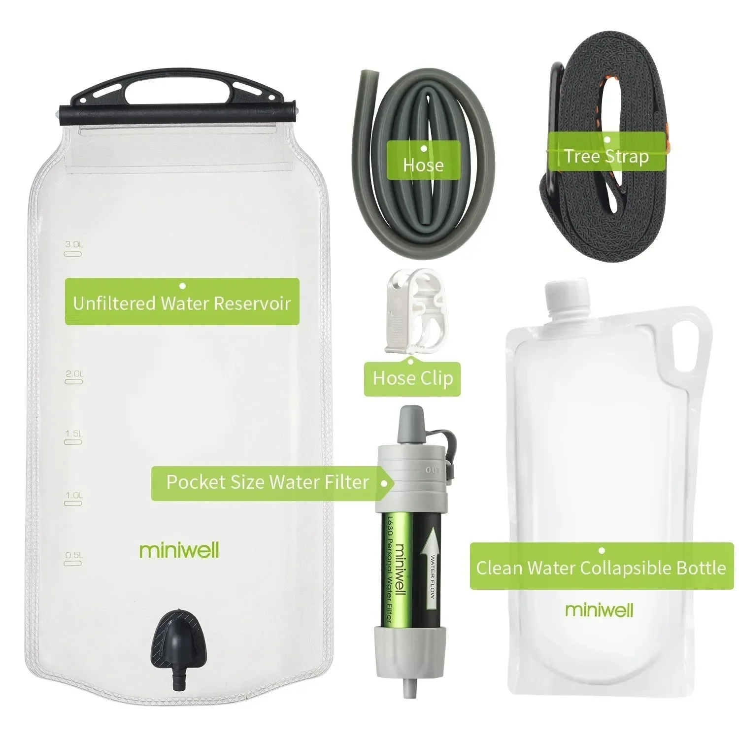 Genuine Miniwell Water Purifier Straw Filter for Hiking Camping Survival Emergency Exclusive