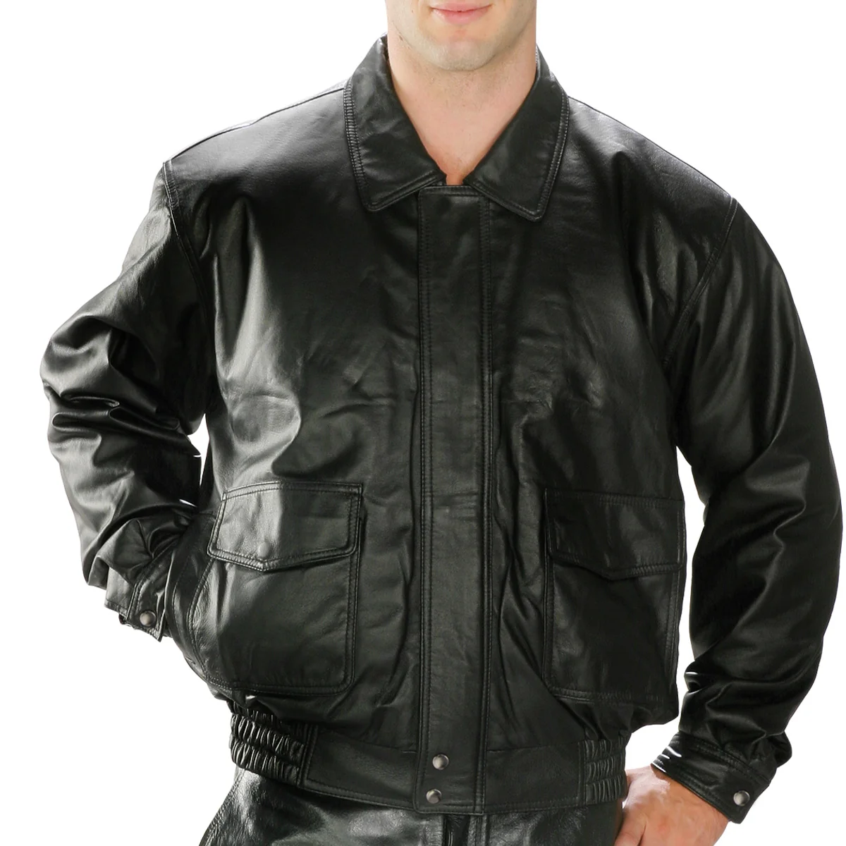 User-Friendly Milwaukee Leather LKM1704 Men's Classic Aviator Style Bomber Black Leather Fashion Coat Jacket Fashionable