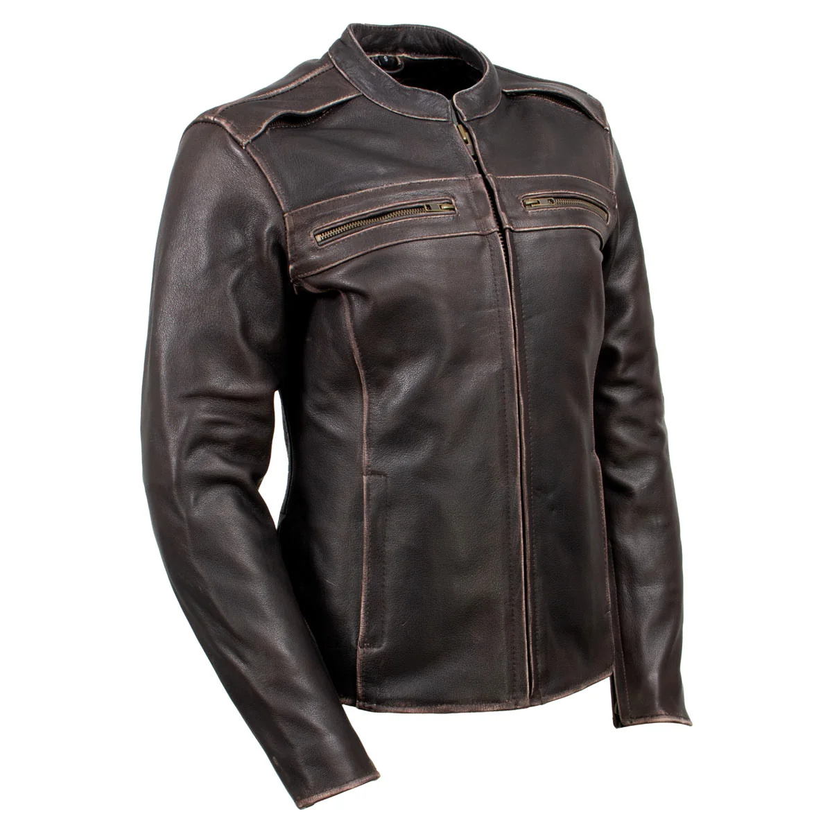 Authentic Milwaukee Leather LKL27006 Women's Premium Distress Brown Leather Motorcycle Biker Jacket w CE Armor Protection Genuine
