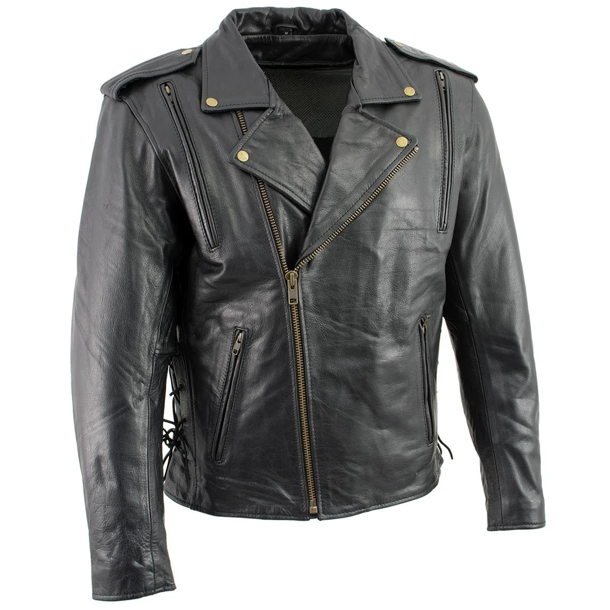 Natural Milwaukee Leather LKM17004 Men's Classic Premium Black Vented Motorcycle Leather Biker Riders Jacket Unique