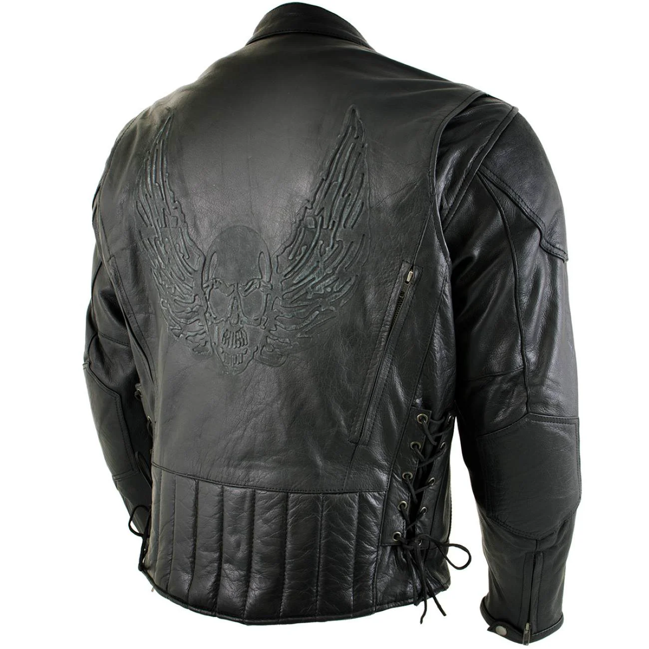 Pure Milwaukee Leather Men's Flying Mayhem Skull Premium Black Leather Motorcycle Riders Jacket w CE Armor Protection - LKM17009 Superior