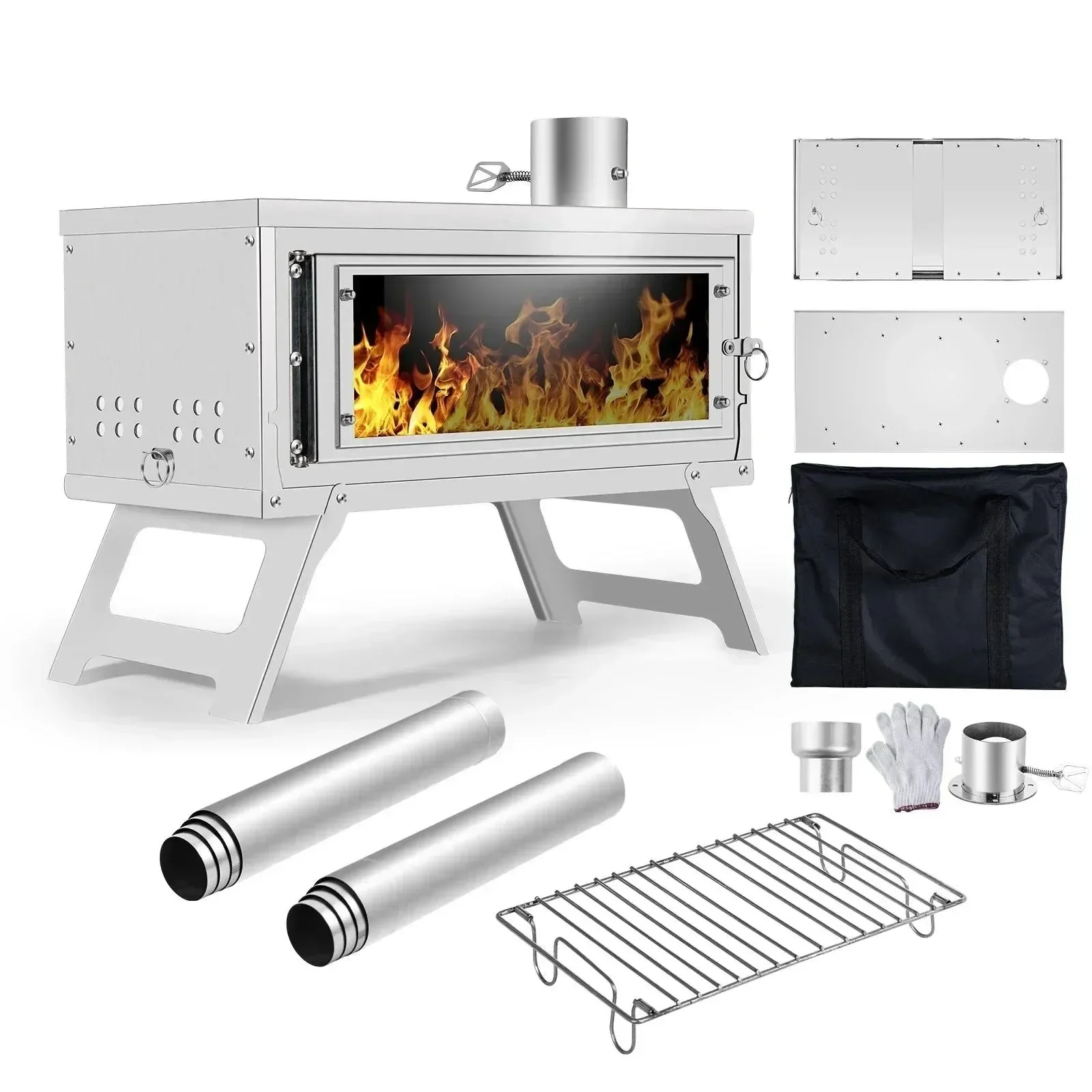 Clean Secondary Combustion Portable Outdoor Stove with Chimney Fastfold Lightweight Compact Durable Folding Wood Burning Stove for Camping SPECIFICATIONS Organic