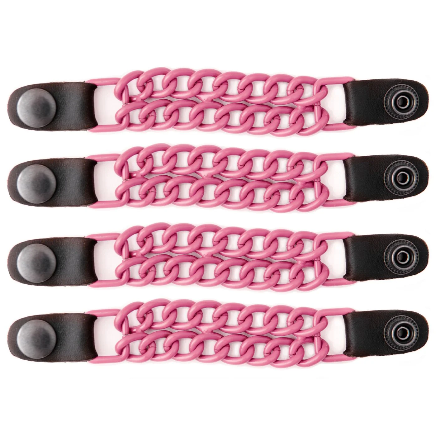 Minimalist Milwaukee Leather MLA6094 Pink 4 Inch 4-PCS Vest Extender Set - Double Chrome Chains w Leather Contemporary