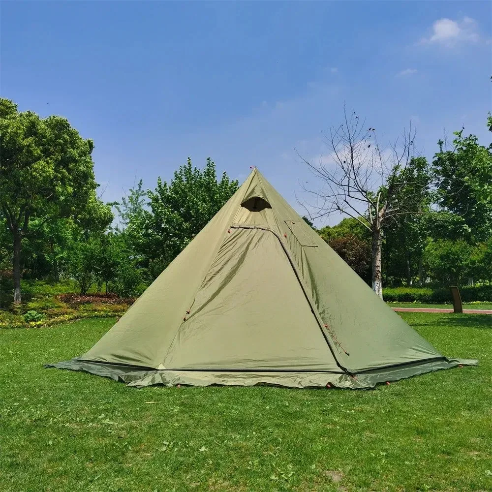 Dependable 1-2 Person Upgraded Pyramid Tent – 201T Polyester Snow Skirt Chimney Hole Aluminum Poles Winter Ready Smart