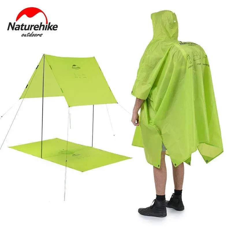 Luxury Outdoor Raincoat Windbreaker 3-in-1 Multifunction Camping Hiking Waterproof Poncho Nylon Travel Awning Mat Premium