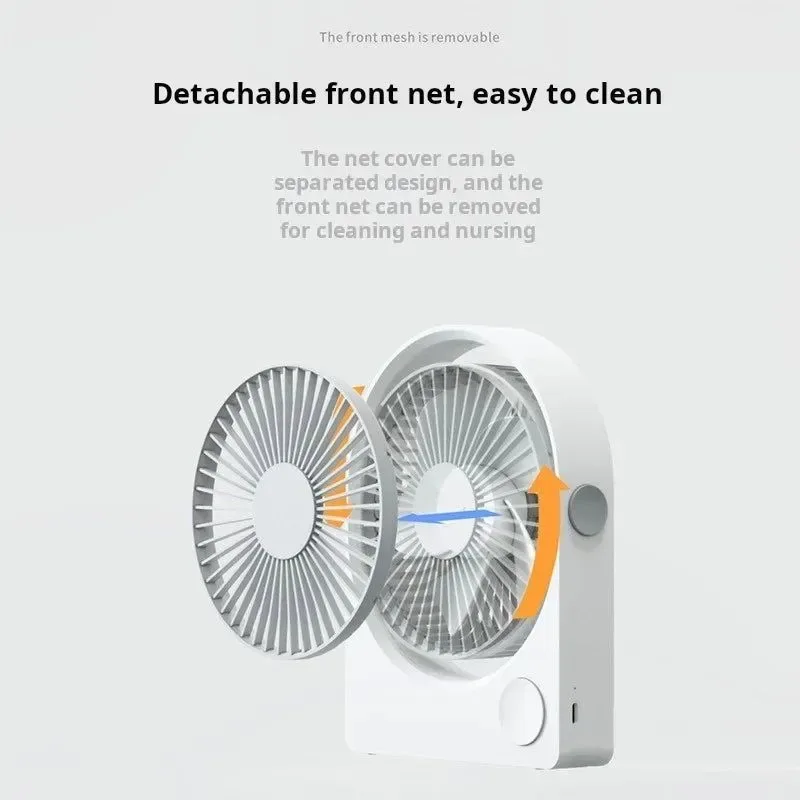 Efficient Portable 2000mAh Desktop Fan - Three-Speed Quiet I for Office Travel Camping Minimalist