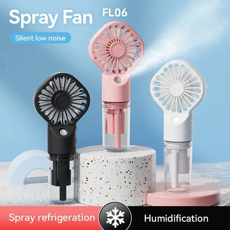 Powerful Portable Rechargeable Handheld Misting Fan - Battery Operated USB Mini Air Conditioner for Travel and Outdoor Use Trendy