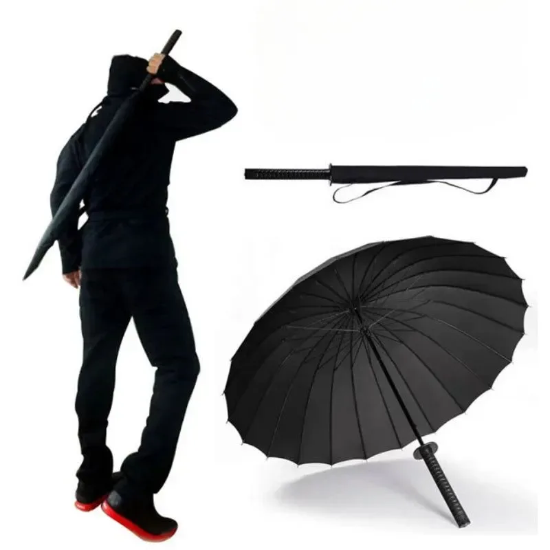 Prestigious Japanese Katana Samurai Sword Umbrella – Automatic Long Handle Windproof Rainproof 8 16 24 Bone Effective