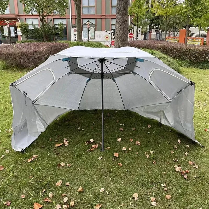 Recyclable Portable Folding Beach Umbrella Tent – 2.4M UV Rain Canopy for Fishing Camping Park Beach Optimized