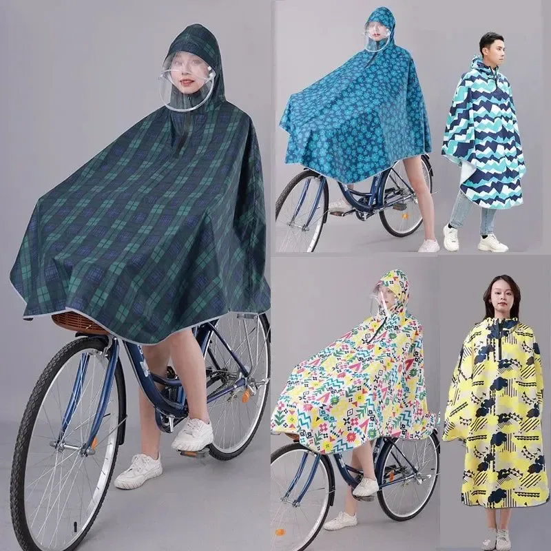 Stylish Korean-Style Bicycle Rain Poncho – Waterproof PU Cycling Raincoat for Men Women Crafted