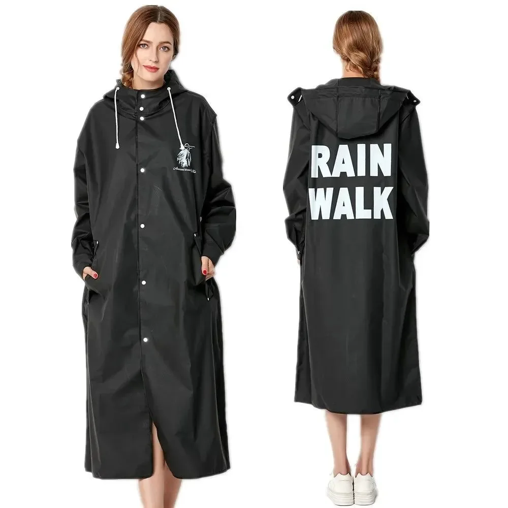 High-End Big Size Men Women Thin Black Raincoat - Slim Waterproof Adult Poncho Elite