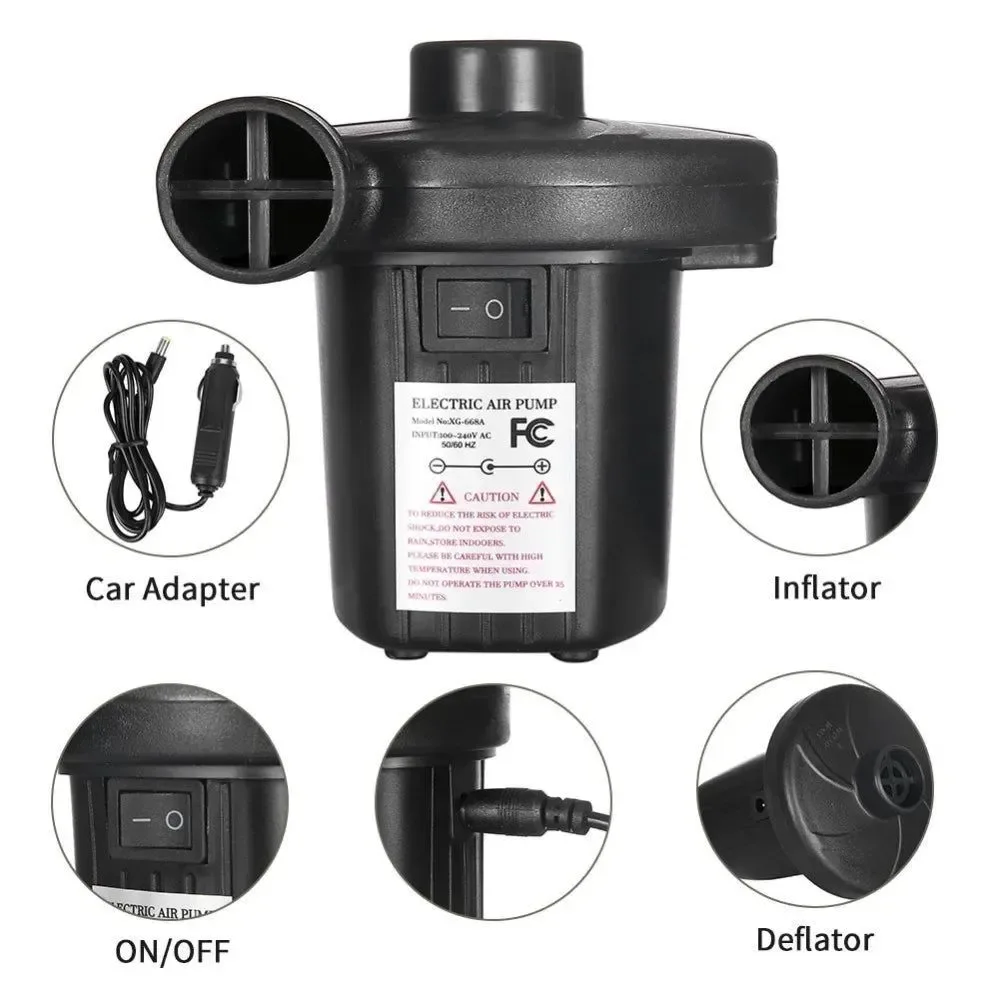 Refined Portable Electric Air Pump for Mattress Boats and Inflatable Gear 12V 220V Mini Compressor with 3 Nozzles Natural
