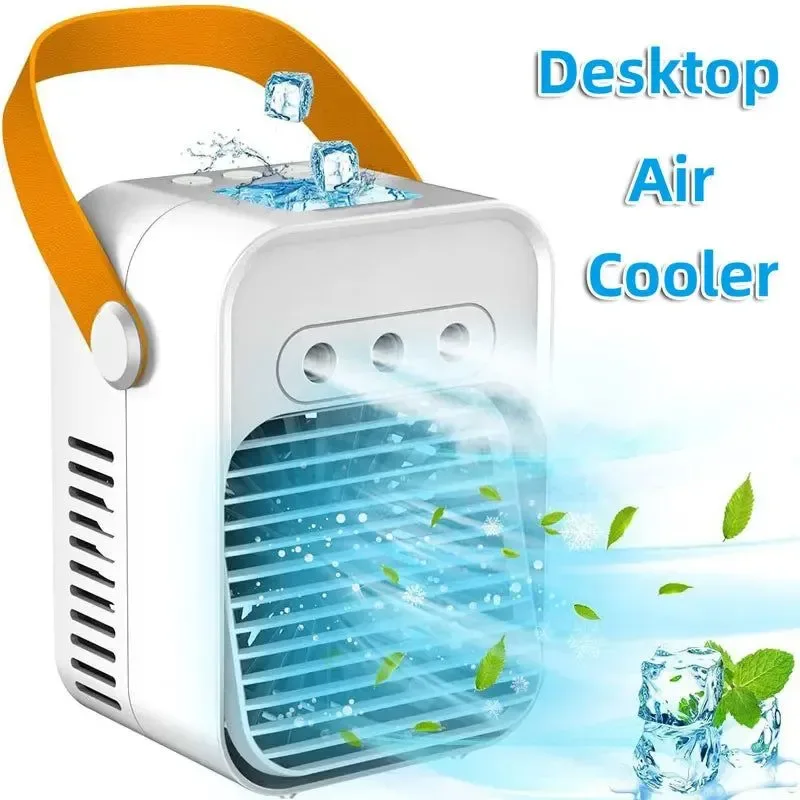 Sophisticated Mini Air Cooler – USB Rechargeable Portable Fan with Spray Function – Wireless Desktop for Home Room Camping and Outdoor Use Fine Crafted