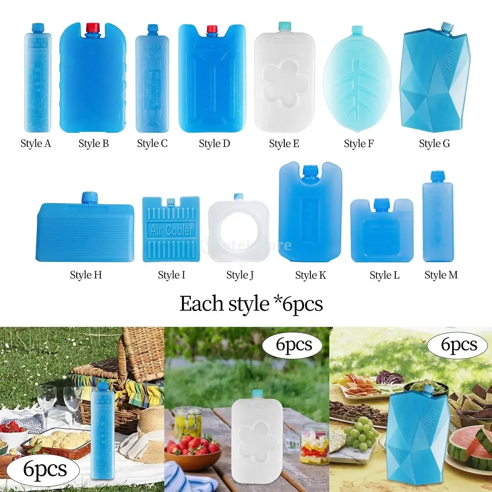 First-Class 6-Piece Ice Box zer Packs – Compact Cooling Solution for Outdoor Indoor Use Natural