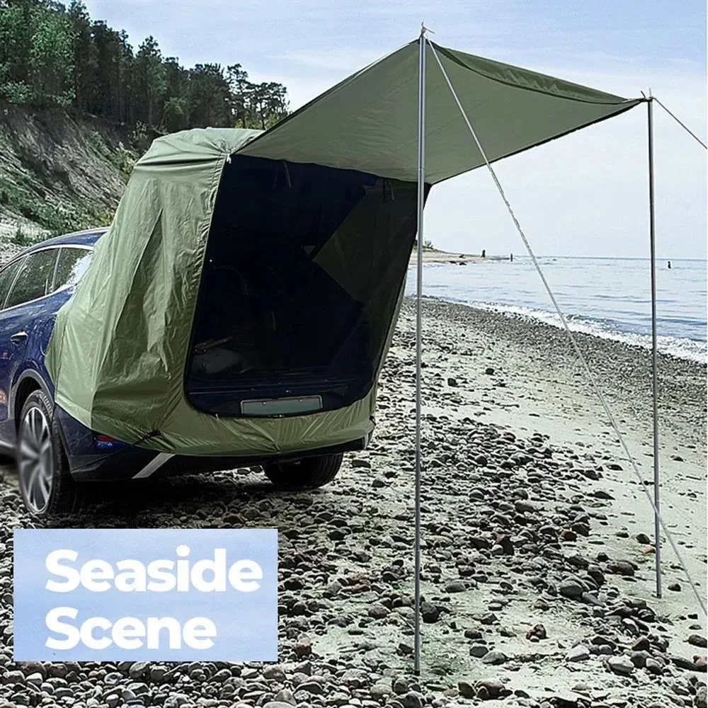 Refined Camping Car Rear Tent – Outdoor Car Trunk Extension Canopy Sunshine-Proof Mesh Ventilation 4 Colors Luxury