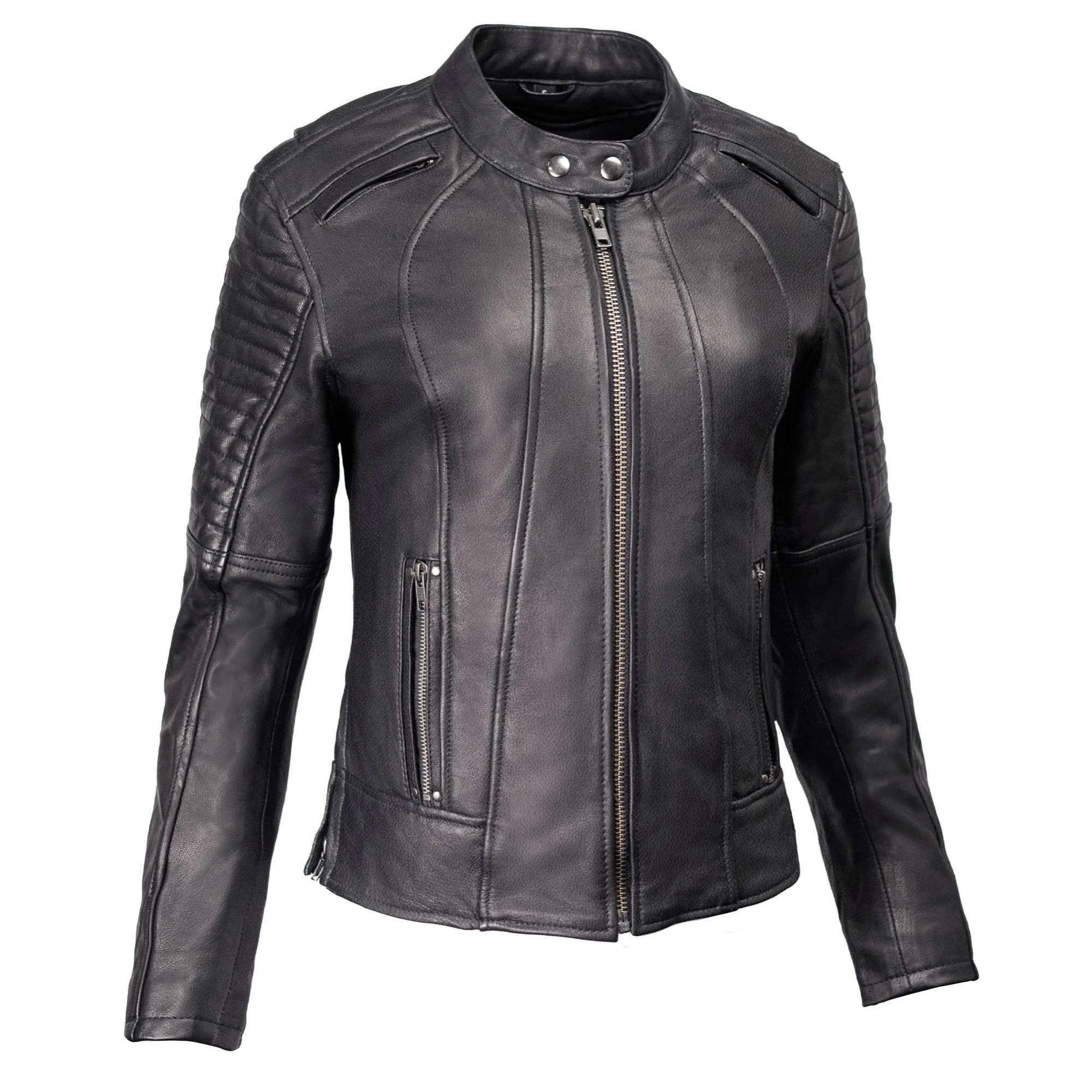 Fine Crafted MMCC Women's Foxy Black Leather Motorcycle Jacket - MMC20000 Outstanding