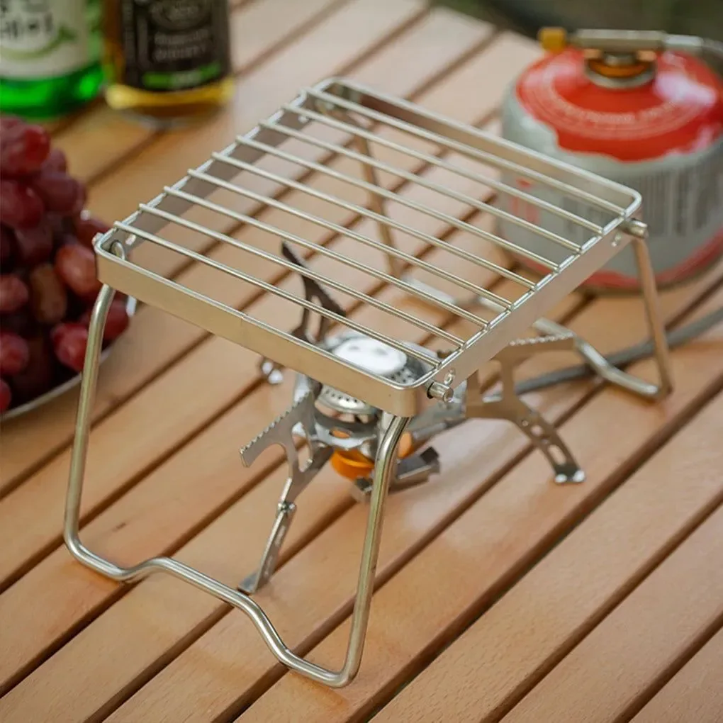 Efficient Portable Stainless Steel Camping Grill Stove Stand - Multifunctional Folding BBQ Grate Authentic