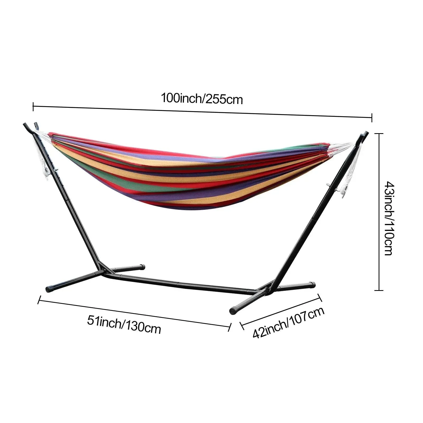 Recyclable Double Hammock Stand for 2-Person – Heavy-Duty Steel Frame with Carry Bag Indoor Outdoor Use Pure