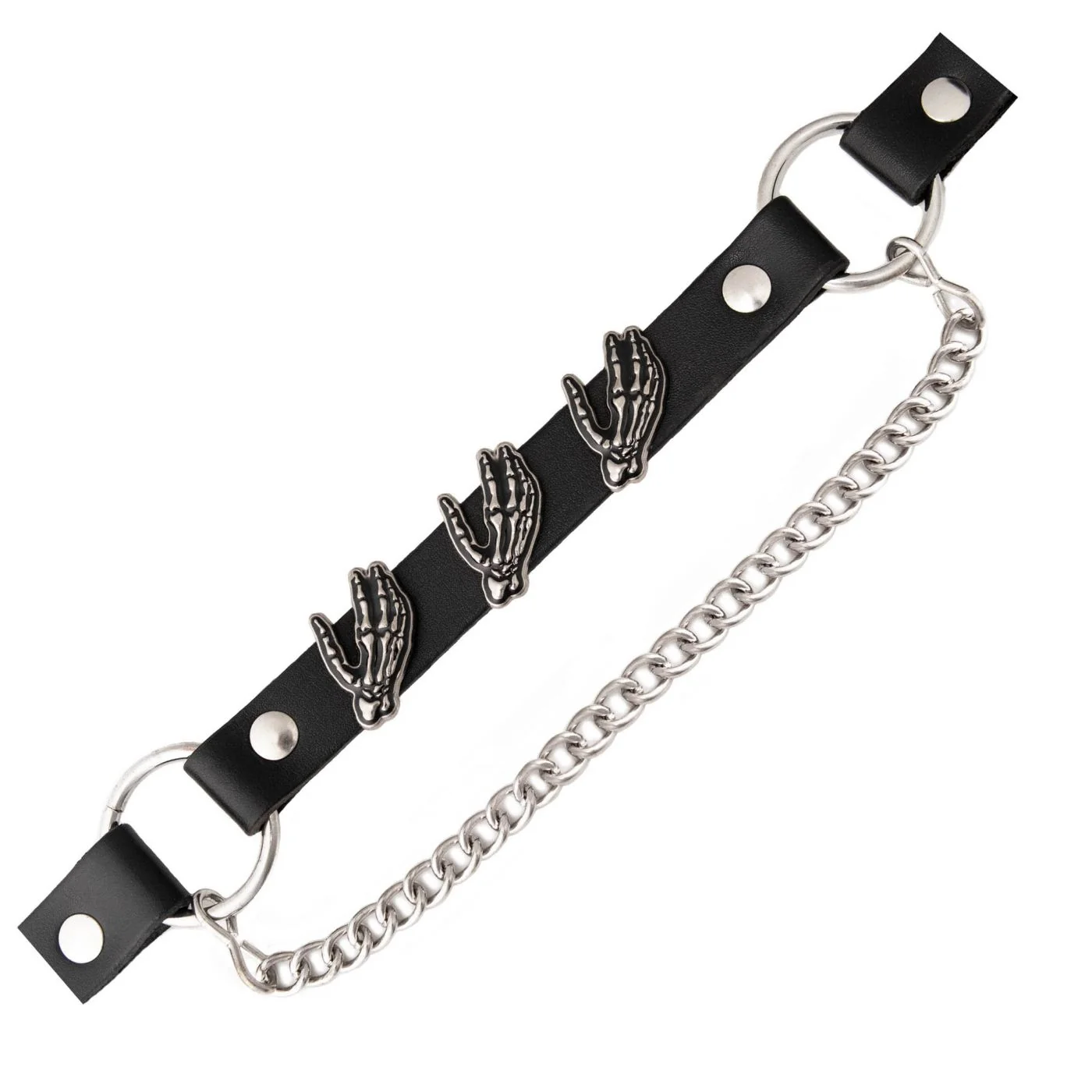 Casual Milwaukee Leather Silver Skeleton Hand Emblem Boot Chain with Adjustable Strap - MLA3006 Proven