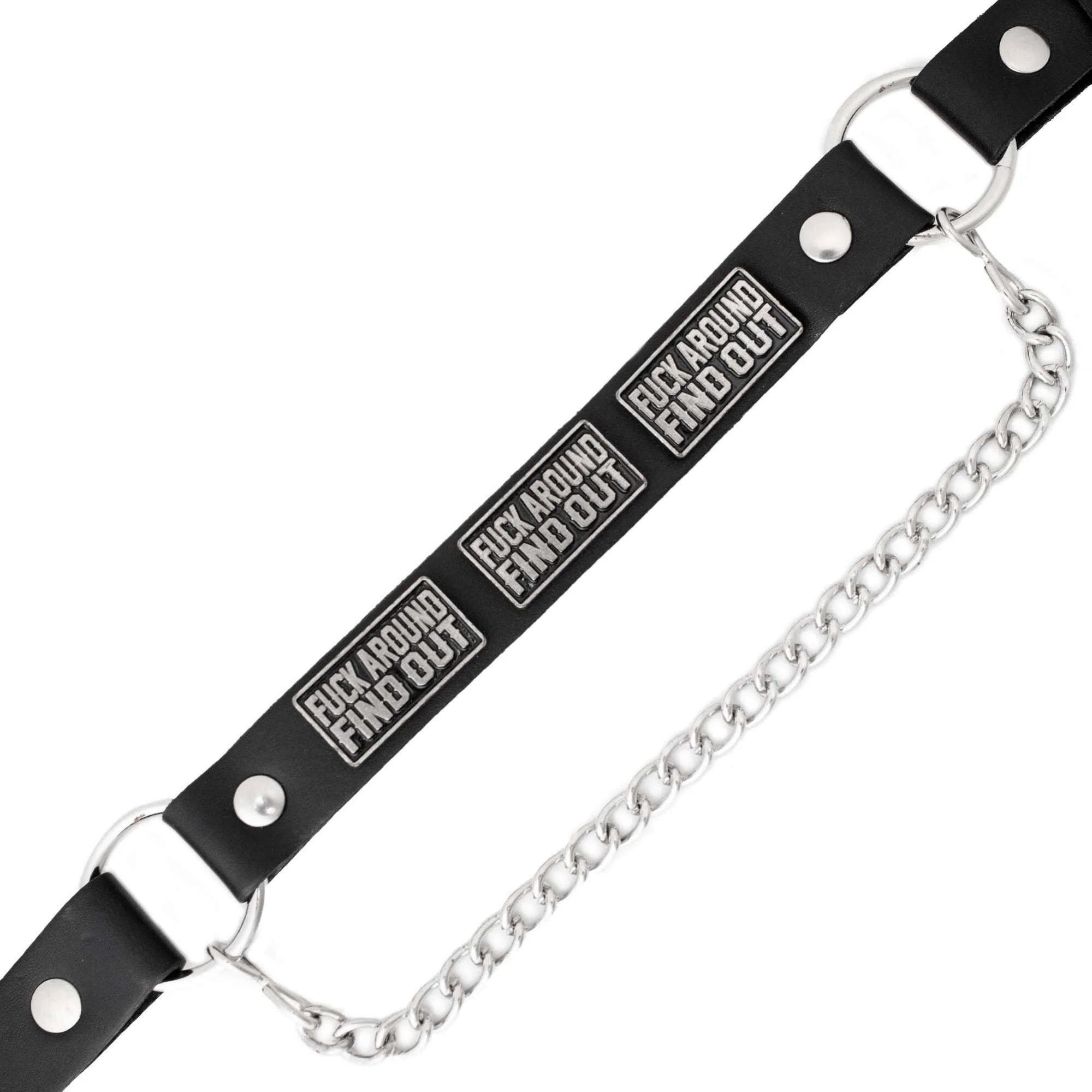 Functional Milwaukee Leather Motorcycle Boot Chain – Silver Chain Buckle F‑Around – Find Out Text Accent - ML3009 Official