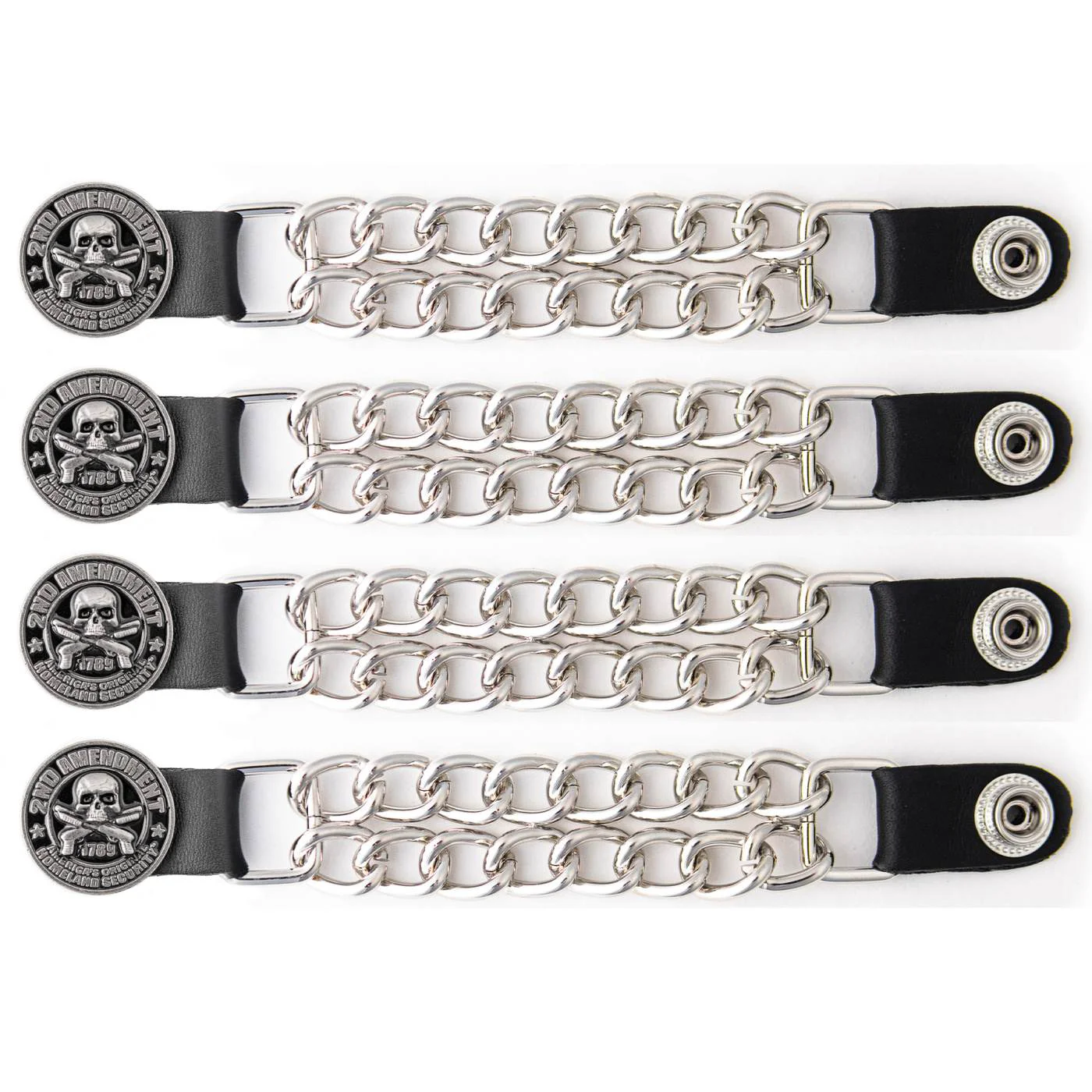 Responsible Milwaukee Leather 4-Piece Vest Extender Set - 2nd Amendment Double Chrome Chains 4-Inch-MLA6047SET Healthy