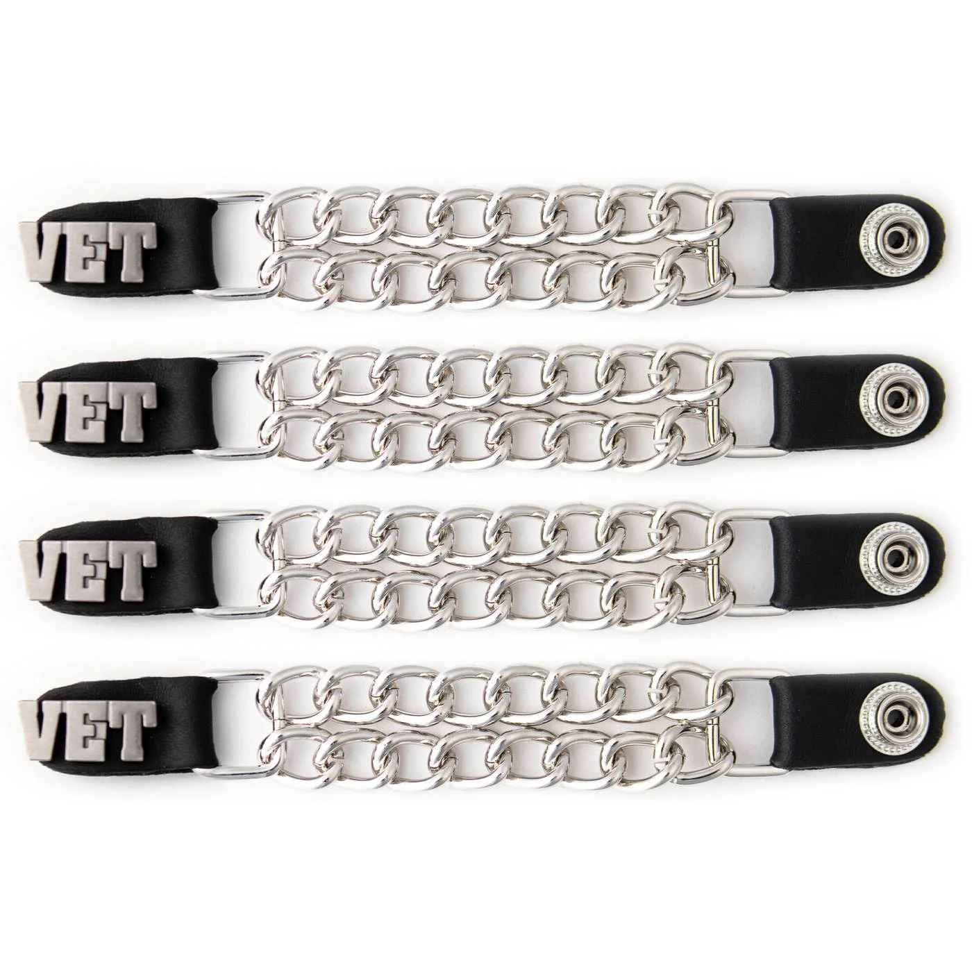 Comfortable Milwaukee Leather 4-Piece Vest Extender Set - VET Double Chrome Chains 4-Inch-MLA6034SET Trendy