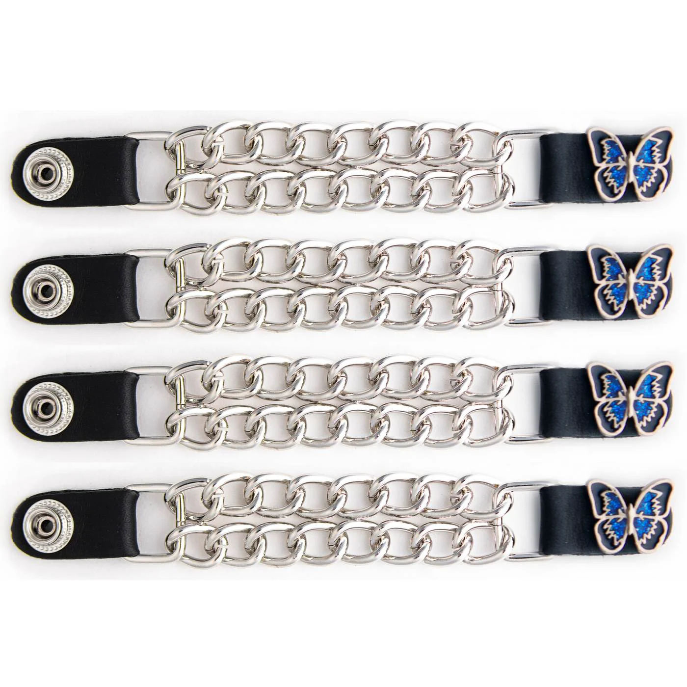 Safe Milwaukee Leather 4-Piece Vest Extender Set - Blue Butterfly Double Chrome Chains 4-Inch-MLA6039SET Premium