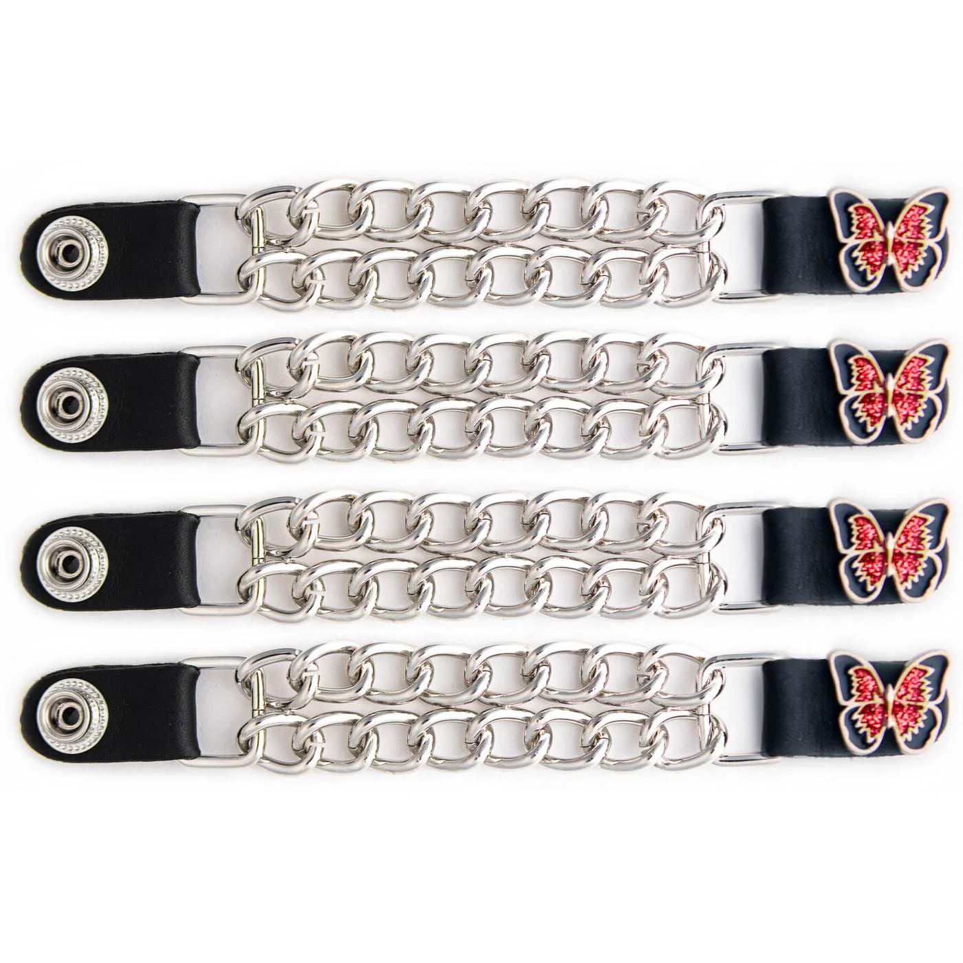 Relaxed Milwaukee Leather 4-Piece Vest Extender Set - Red Butterfly Double Chrome Chains 4-Inch-MLA6038SET Breathable