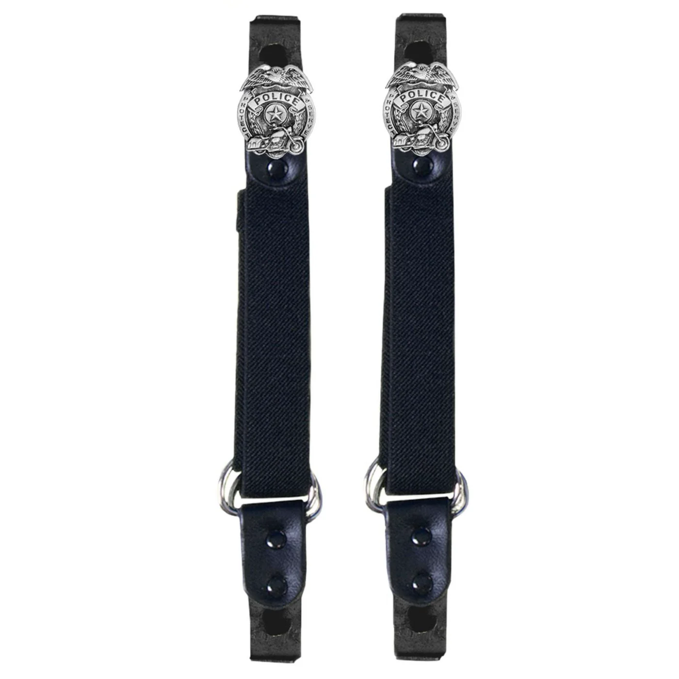 Crafted Milwaukee Leather MLA4015 Police Badge Motorcycle Biker Elastic Bungee Clips for Chaps or Pants Set of 2 Specialty