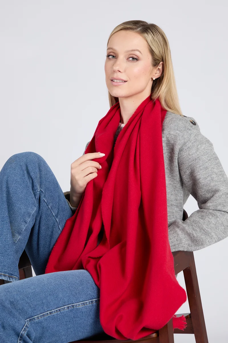 Classic Foxford Tomato Fine Wool Cashmere Blend Scarf Refined