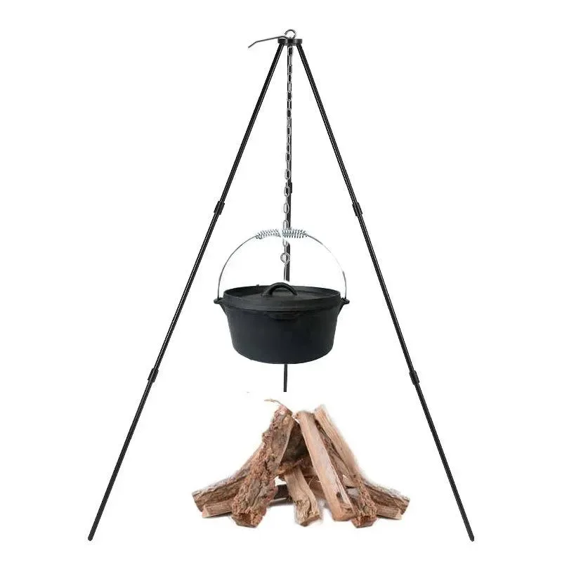 Clean Adjustable Camping Tripod Stand - Lightweight Aluminum Hanging Pot Holder for Outdoor Cooking BBQ Dutch Oven 26-78cm Height Functional