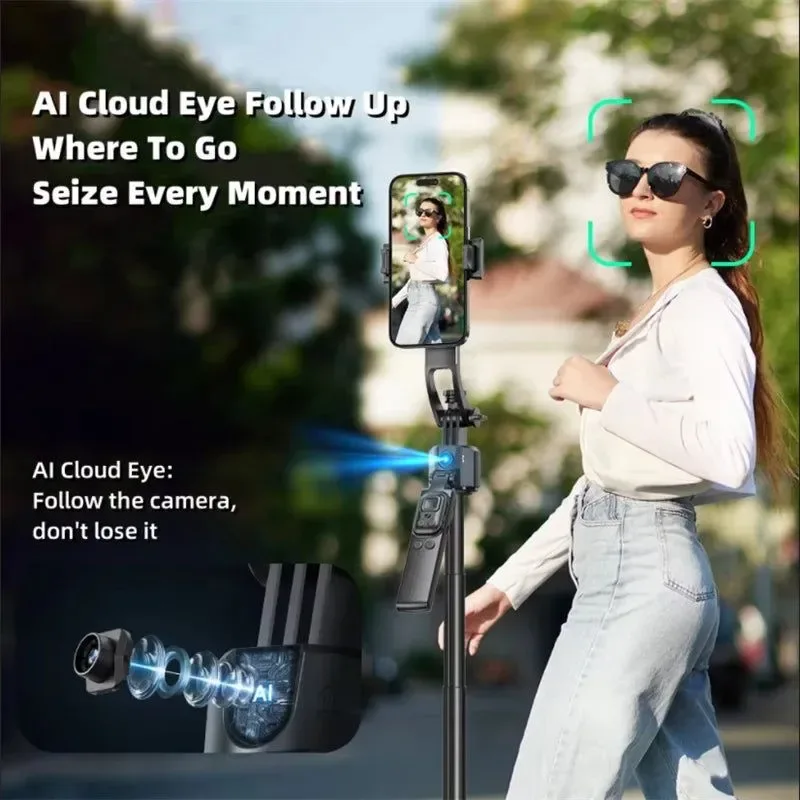 Healthy AI Tracking Selfie Stick - 360° Auto-Follow Tripod with Bluetooth Remote Authentic