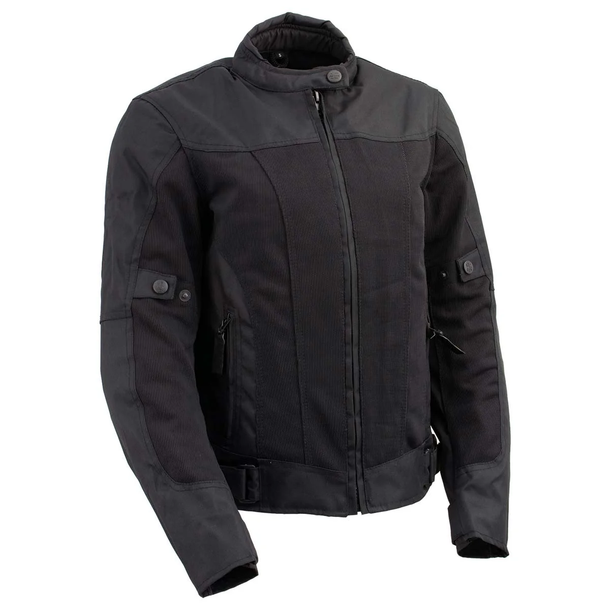 Premium Milwaukee Leather Women's Shade Black Textile Motorcycle Jacket w CE Armor - MPL22706 Environmentally Friendly