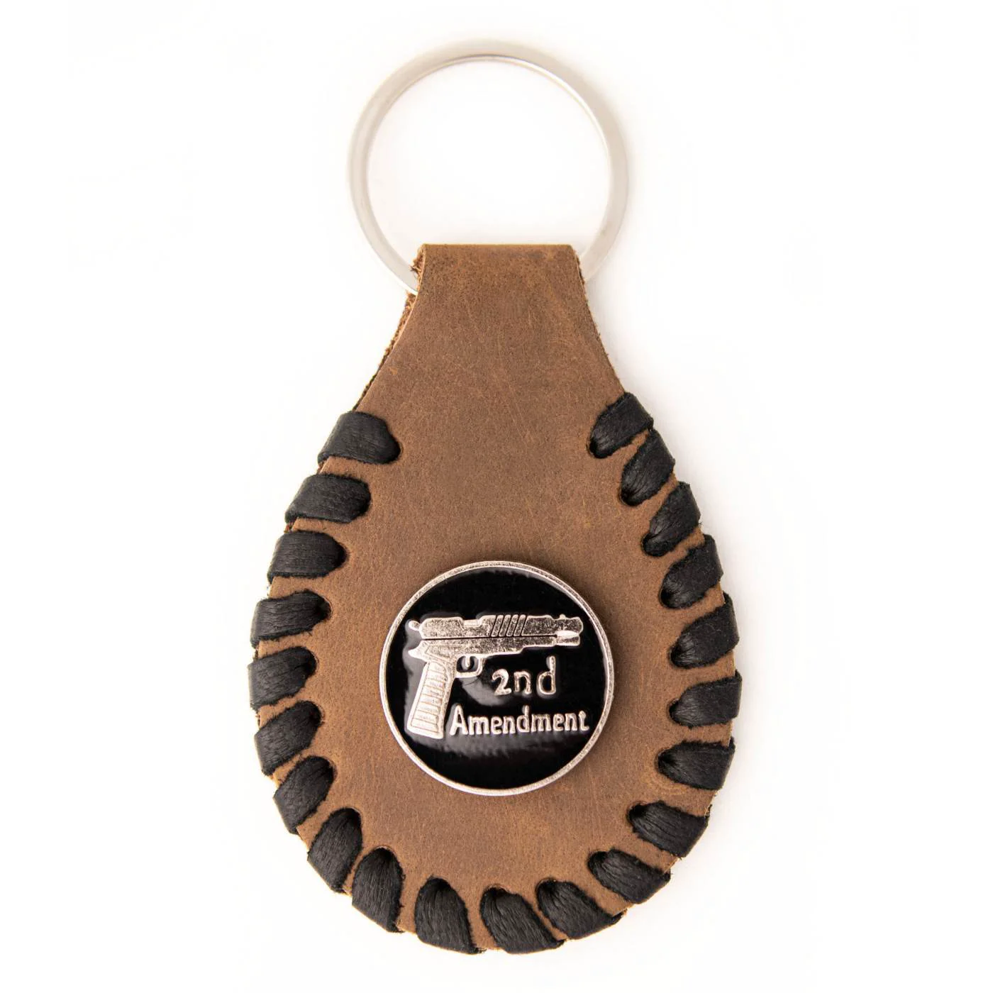 Elite Milwaukee Leather Brown Second Amendment Pewter Emblem Key Chain - MLA9502 Versatile