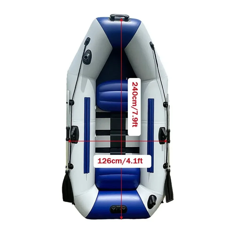 Solid 7.9ft Inflatable Fishing Boat 240kg Capacity 3-Person PVC Dinghy with Slat Floor Oars Effective