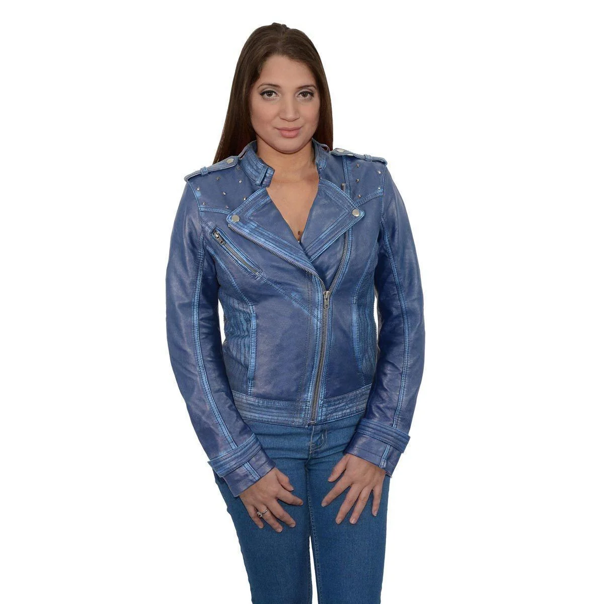High-Performance Milwaukee Leather Women's Maiden Royal Blue Premium Sheepskin Motorcycle Fashion Leather Jacket SFL2840 Elite