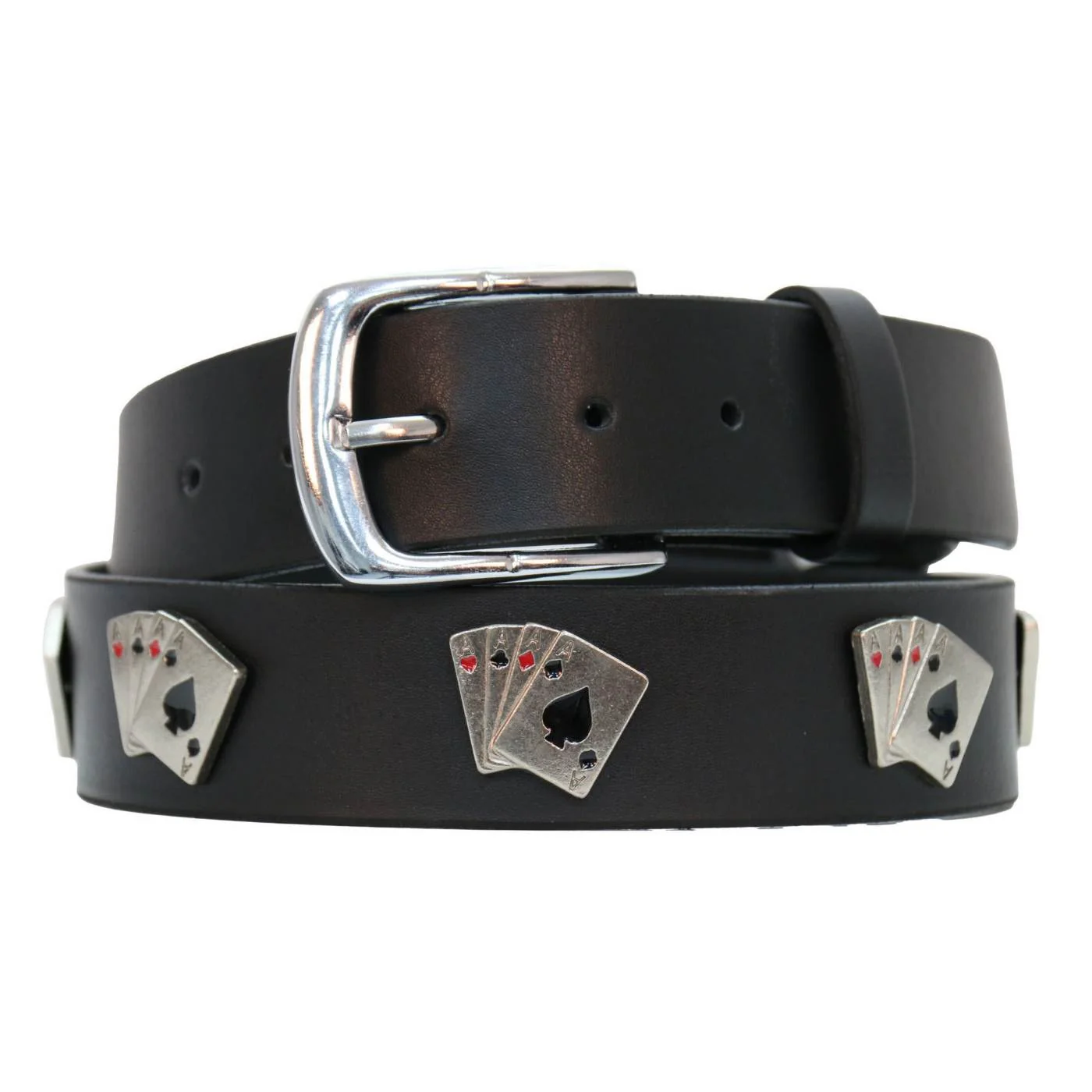 Excellent Milwaukee Leather Men's Black Playing Card Emblem Leather Belt with Interchangeable Buckle - MP7139 Original Design