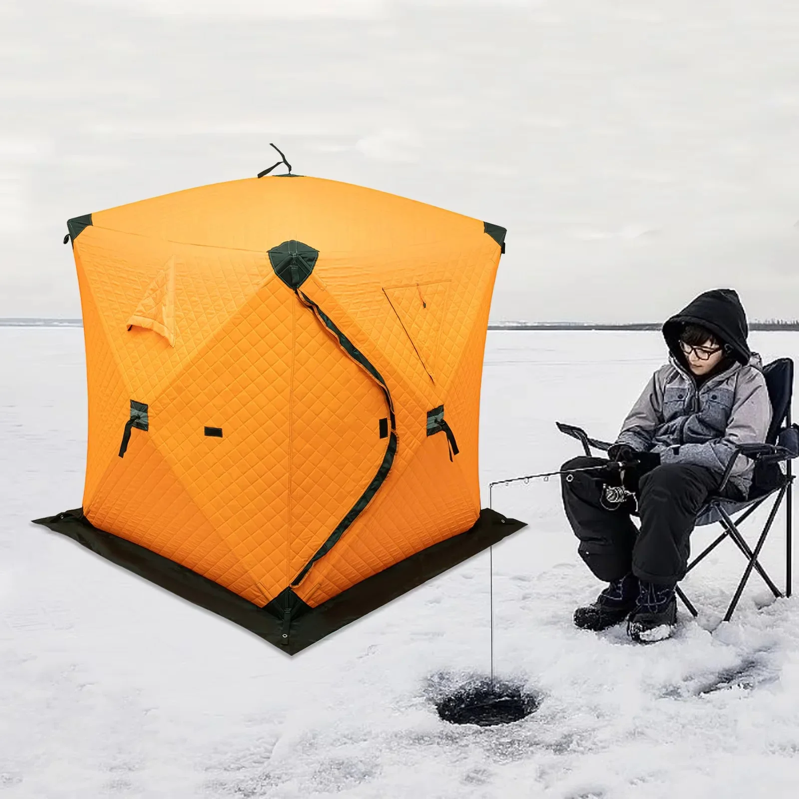 Powerful Insulated Ice Fishing Tent for 1–2 Persons – Portable Thermal Shelter Windproof Winter Camping Tent Sophisticated