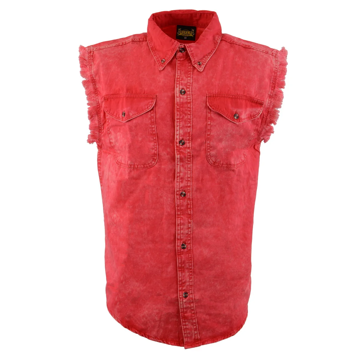 Next-Generation Milwaukee Leather MDM11681 Men s Classic Red Button-Down Cut Off Frayed Sleeveless Casual Shirt Certified