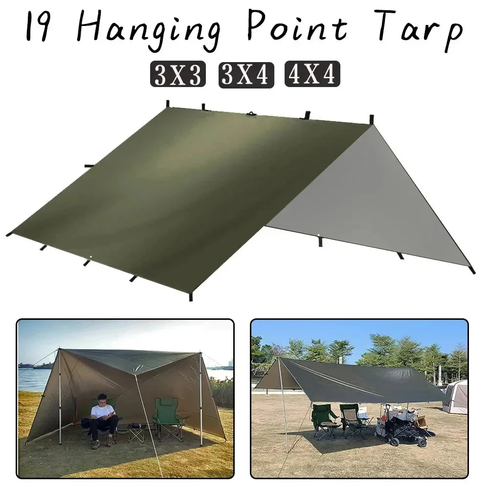 Long-Lasting 19-Point Waterproof Camping Tarp 3000mm 4x4m 3x3m Prestigious