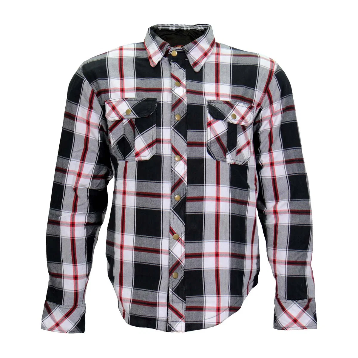 User-Friendly Hot Leathers JKM3001 Men's Red White CE Armored Flannel Motorcycle Shirt Jacket - Aramid Fiber Reinforced Practical