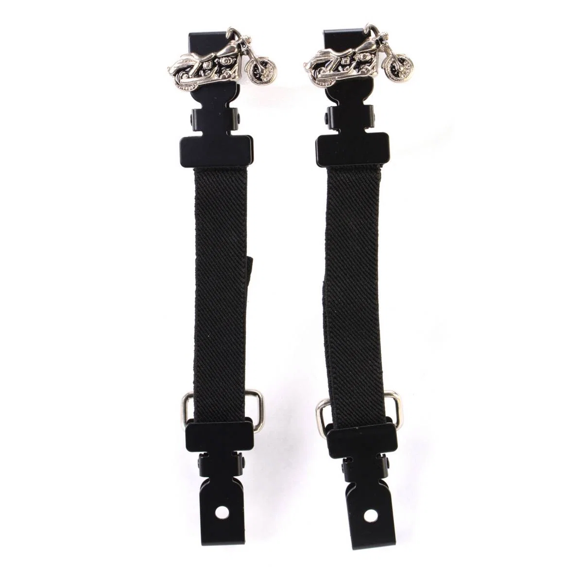 Authentic Milwaukee Leather MLA4007 Motorcycle Biker Chopper Emblem Elastic Bungee Clips for Chaps or Pants Set of 2 Prestigious