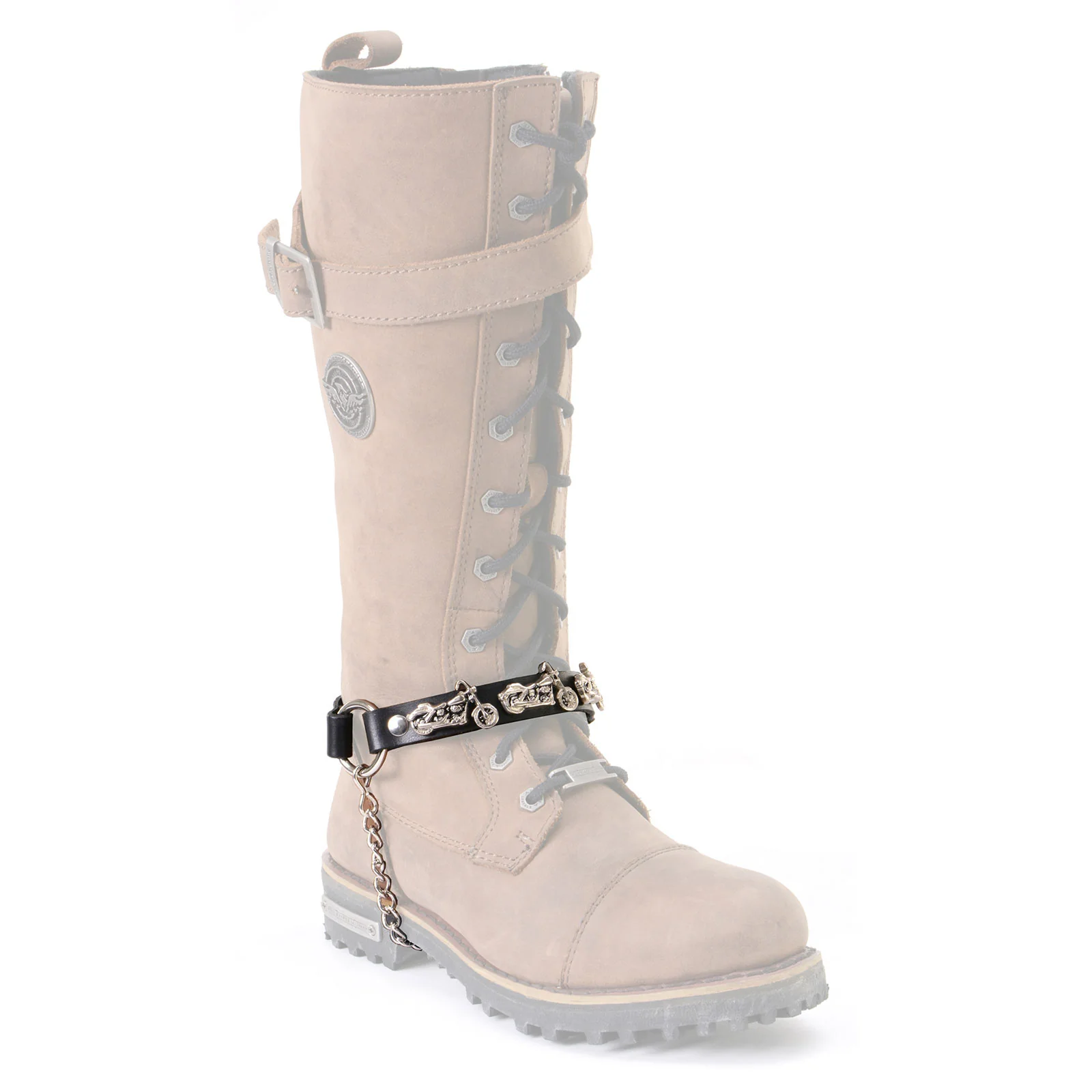 Fashionable Milwaukee Leather Motorcycle Boot Chain - Silver Chain Buckle Motorcycle Medallion Accent - MLA3003 Easy-to-Use