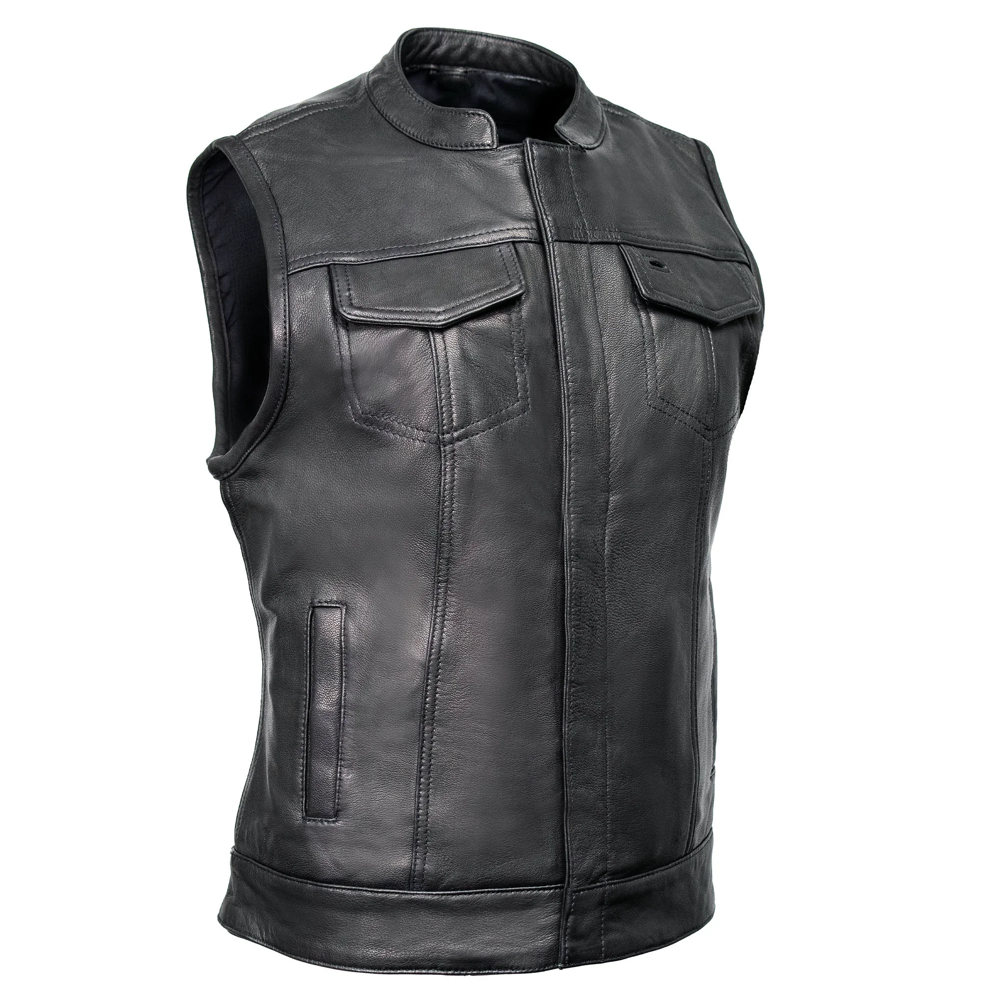 Minimalist MMCC Women's Girls Club Black Leather Motorcycle Vest - MMC40005 Responsible