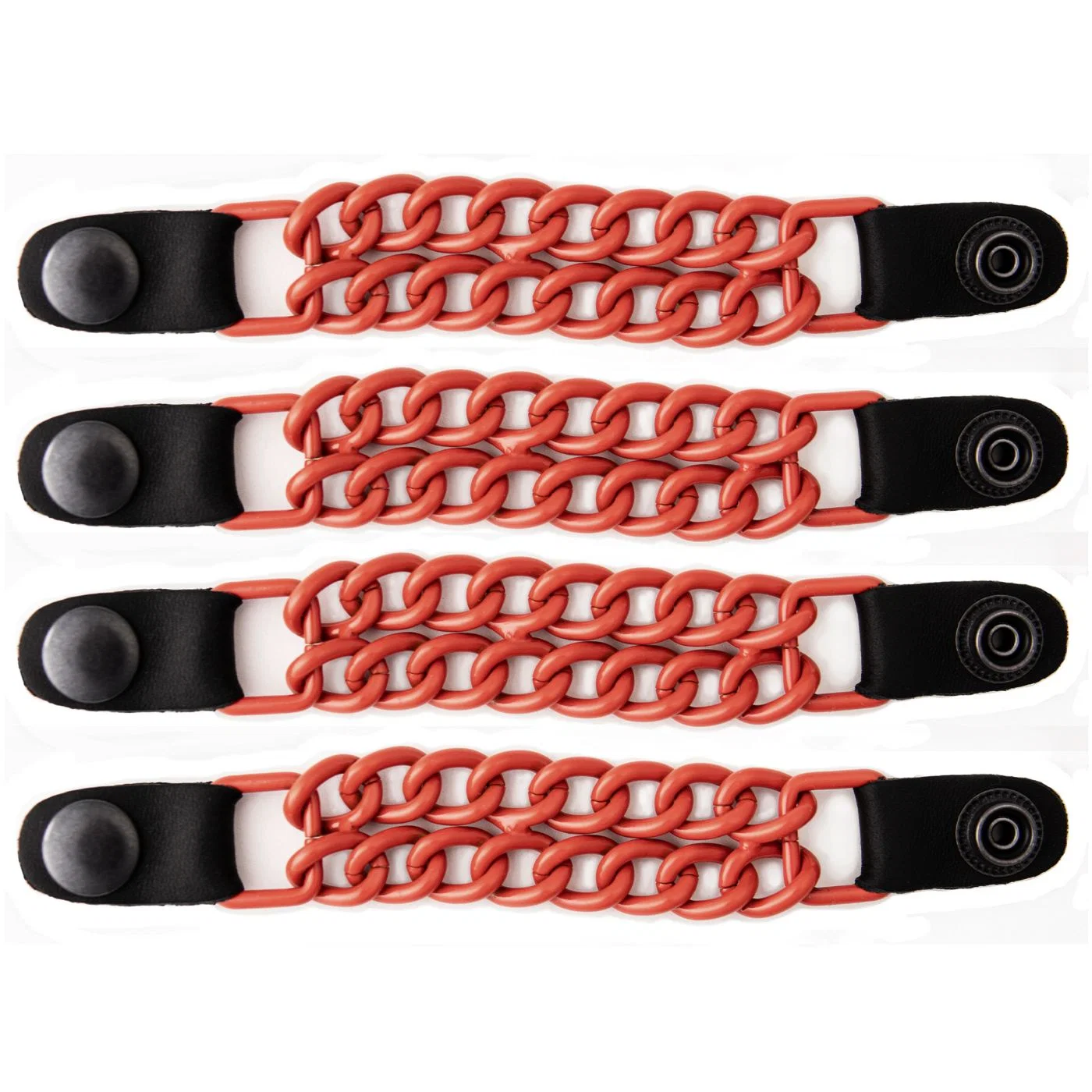 Sustainable Milwaukee Leather MLA6093 Orange 4 Inch 4-PCS Vest Extender Set - Double Chrome Chains w Leather Next-Generation