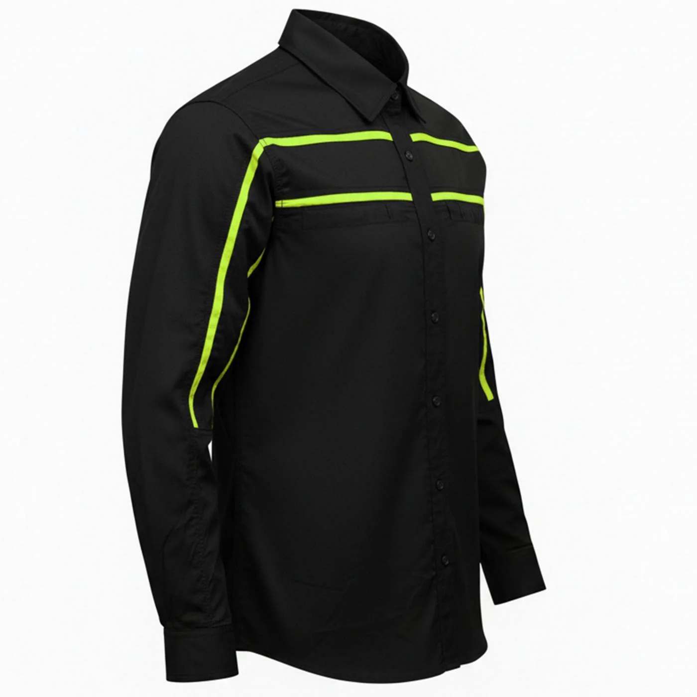 Enhanced MMCC Men's Octane Black Green Cotton Mechanic Shirt - MMC16004 Prestigious