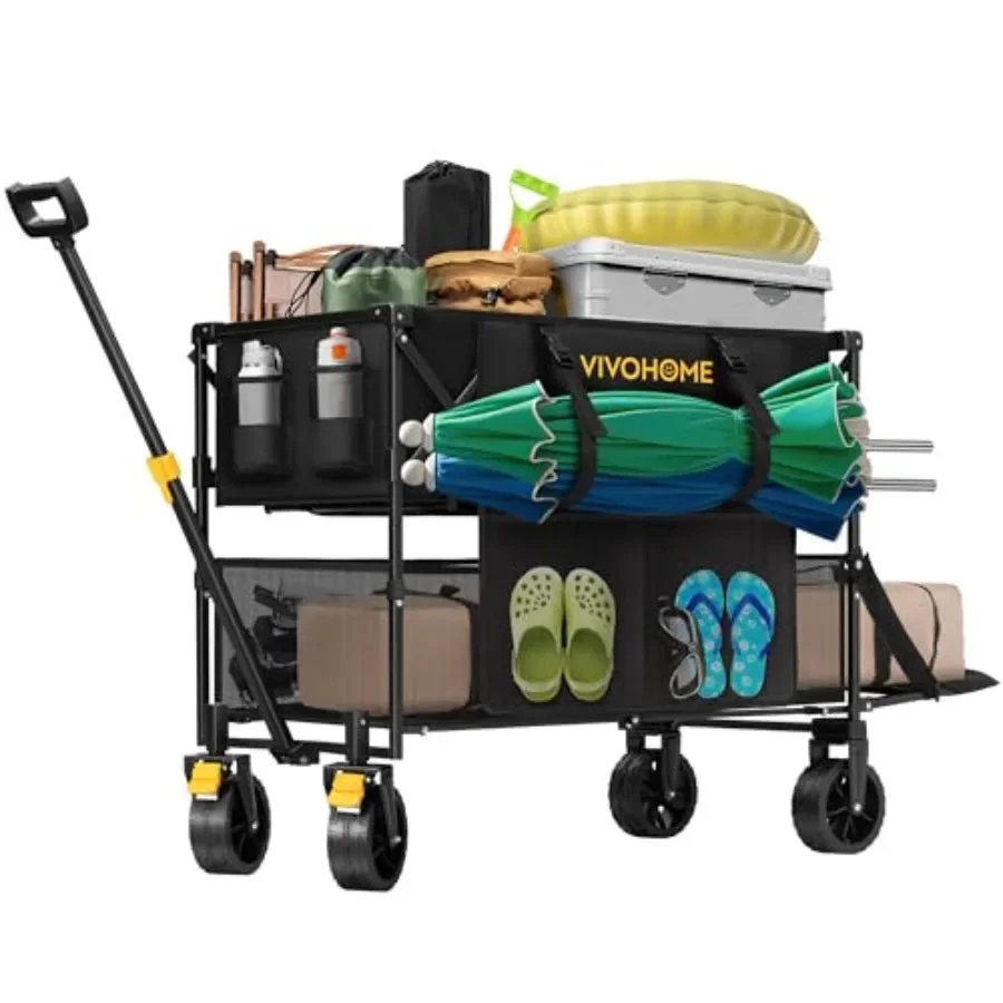Elegant 400L Double-Decker Collapsible Wagon – 500 lbs Heavy Duty Folding Cart Big Wheels 400L Double-Decker Collapsible Wagon – 500 lbs Heavy Duty Folding Cart with Big Wheels Exclusive