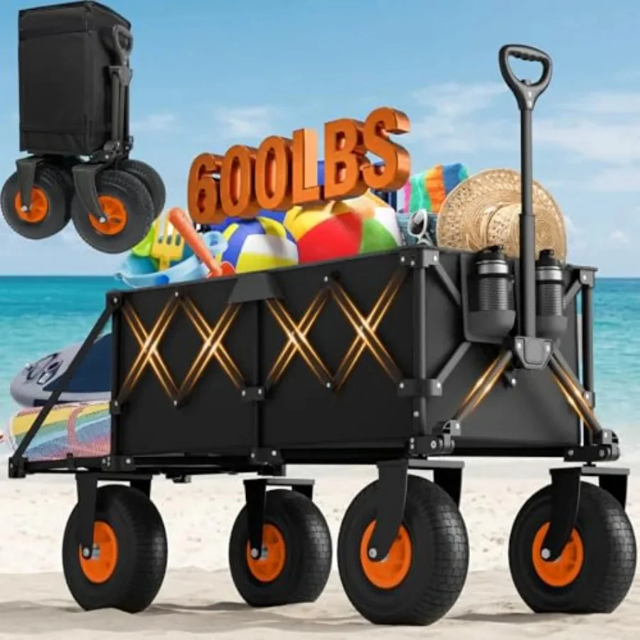 Verified Heavy Duty Beach Wagon with Big Wheels – 10-Wheel All-Terrain Collapsible Cart Heavy Duty Beach Wagon with Big Wheels – 10-Wheel All-Terrain Collapsible Folding Cart Secure
